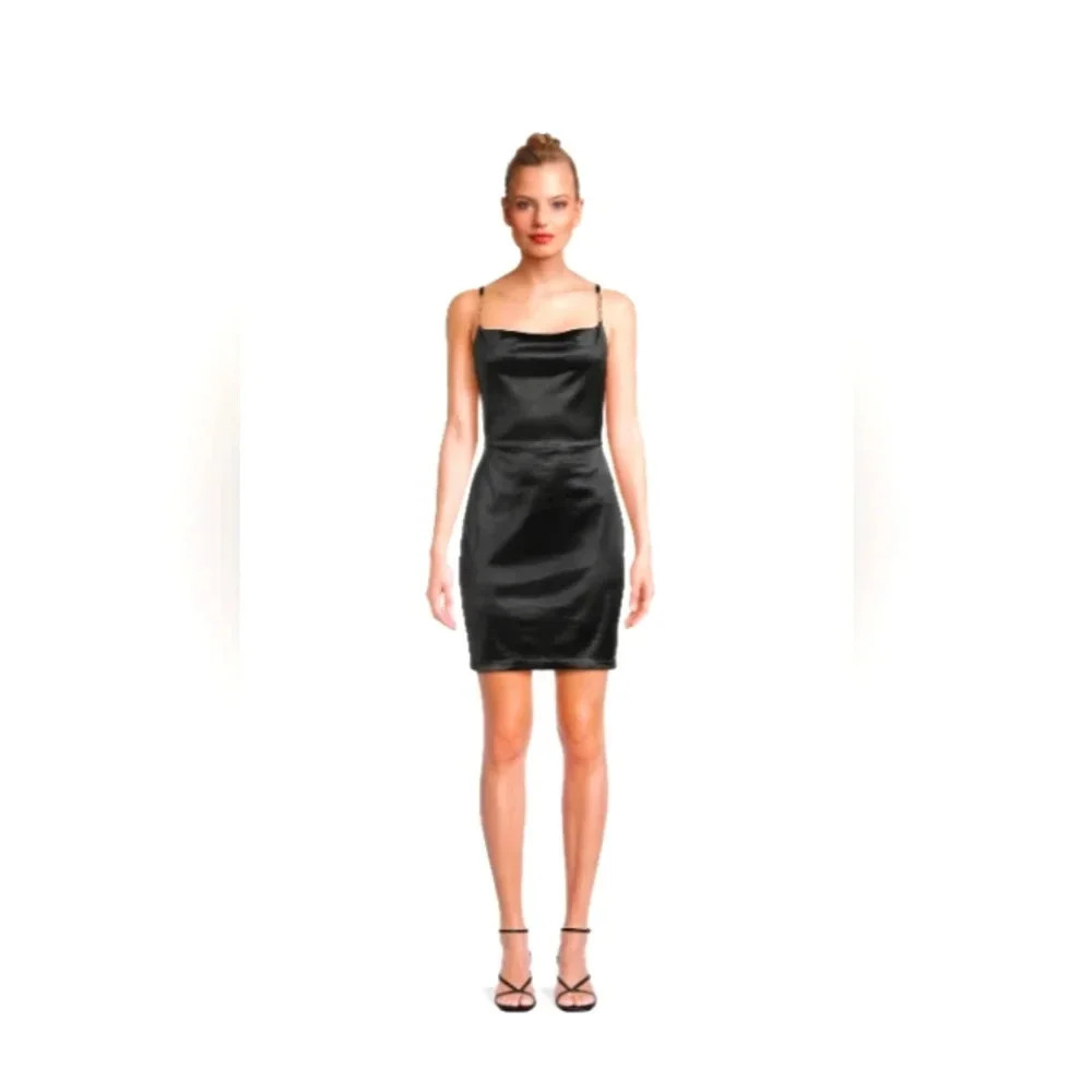 🐼🐼🐼Planet Gold Black Satin Minidress sz M